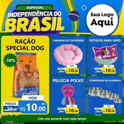 Modelo de Rede Social para Feed Facebook com o tema Especial Independência do Brasil para Pet Shop
