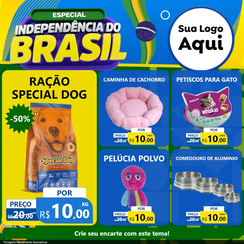Modelo de Rede Social para Feed Facebook com o tema Especial Independência do Brasil para Pet Shop