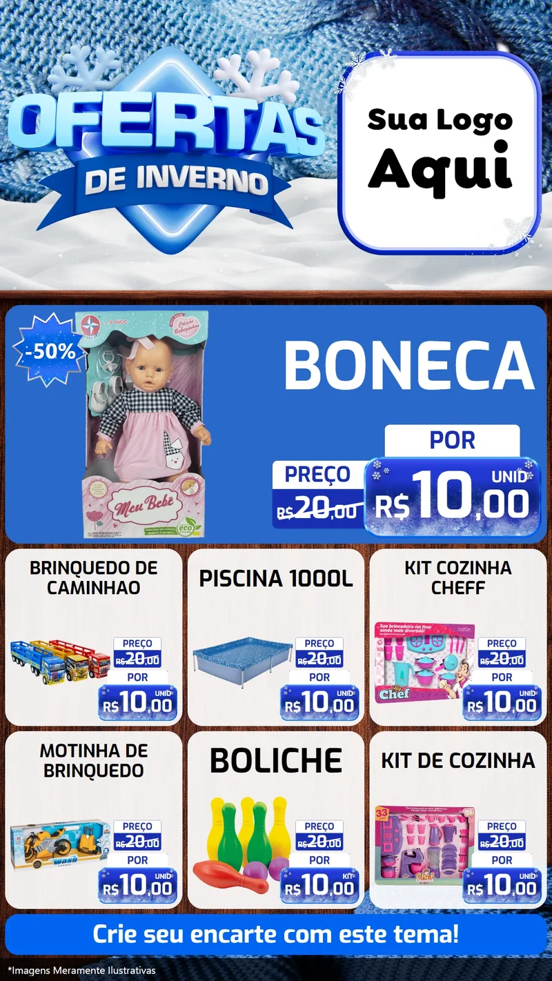 Modelo de Rede Social para Stories com o tema Ofertas de Inverno para Brinquedos