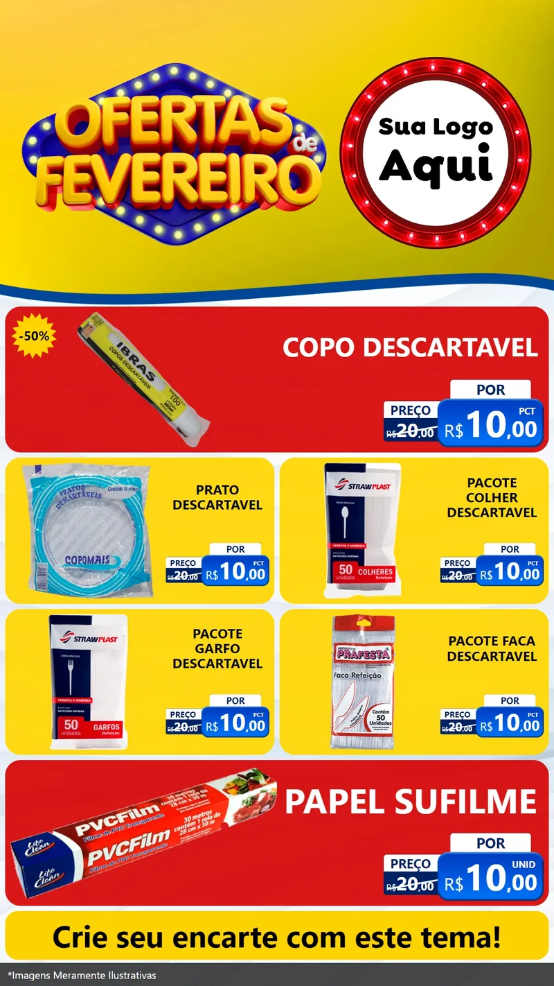 Modelo de TV para TV Vertical com o tema Ofertas de Fevereiro para Embalagens