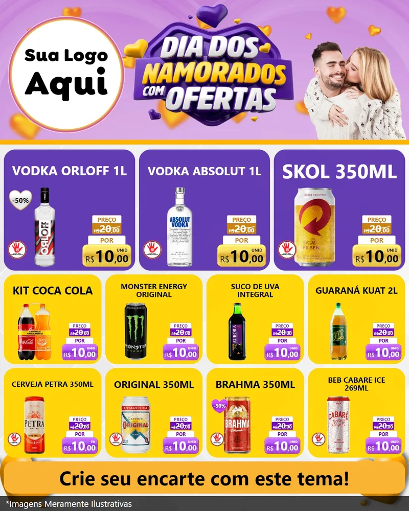 Modelo de Rede Social para Feed Instagram com o tema Dia Dos Namorados Com Ofertas para Distribuidora de bebidas