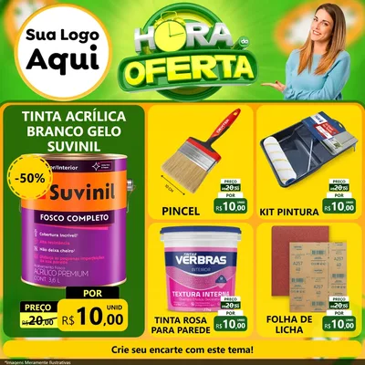 Modelo de Rede Social para Feed Facebook com o tema Hora da Oferta para Tintas e Ferramentas