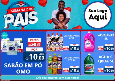 Modelo de Encarte para Encarte A4 Horizontal com o tema Semana Dos Pais para Produtos de Limpeza
