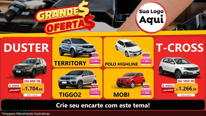 Modelo de TV para TV Horizontal com o tema Grandes Ofertas - Autopeças para Concessionaria de Carros