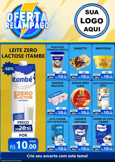 Modelo de Encarte para Encarte A4 Vertical com o tema Oferta Relâmpago para Frios e Laticínios