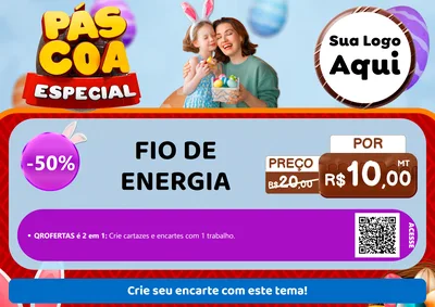 Modelo de Cartaz para Cartaz A4 Horizontal com o tema Páscoa Especial para Materiais Elétricos