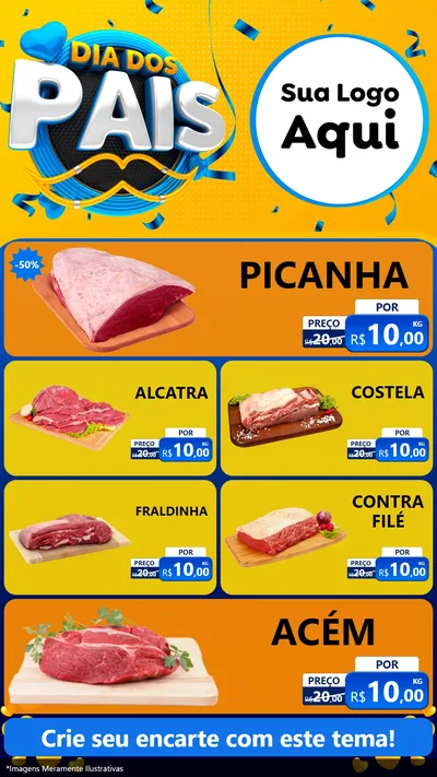 Modelo de TV para TV Vertical com o tema Dia dos Pais para Açougue