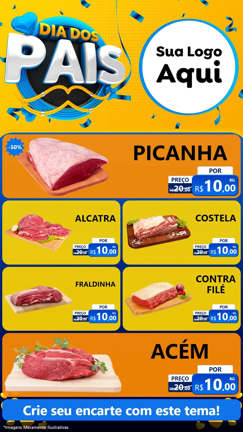Modelo de TV para TV Vertical com o tema Dia dos Pais para Açougue