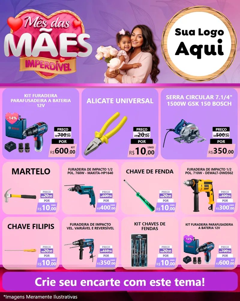 Modelo de Rede Social para Feed Instagram com o tema Mês das Mães Imperdível para Maquinas e Ferramentas
