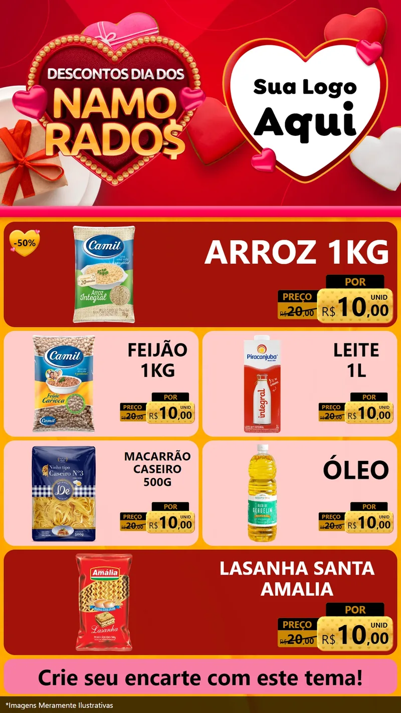 Modelo de TV para TV Vertical com o tema Descontos Dia dos Namorados para Supermercado