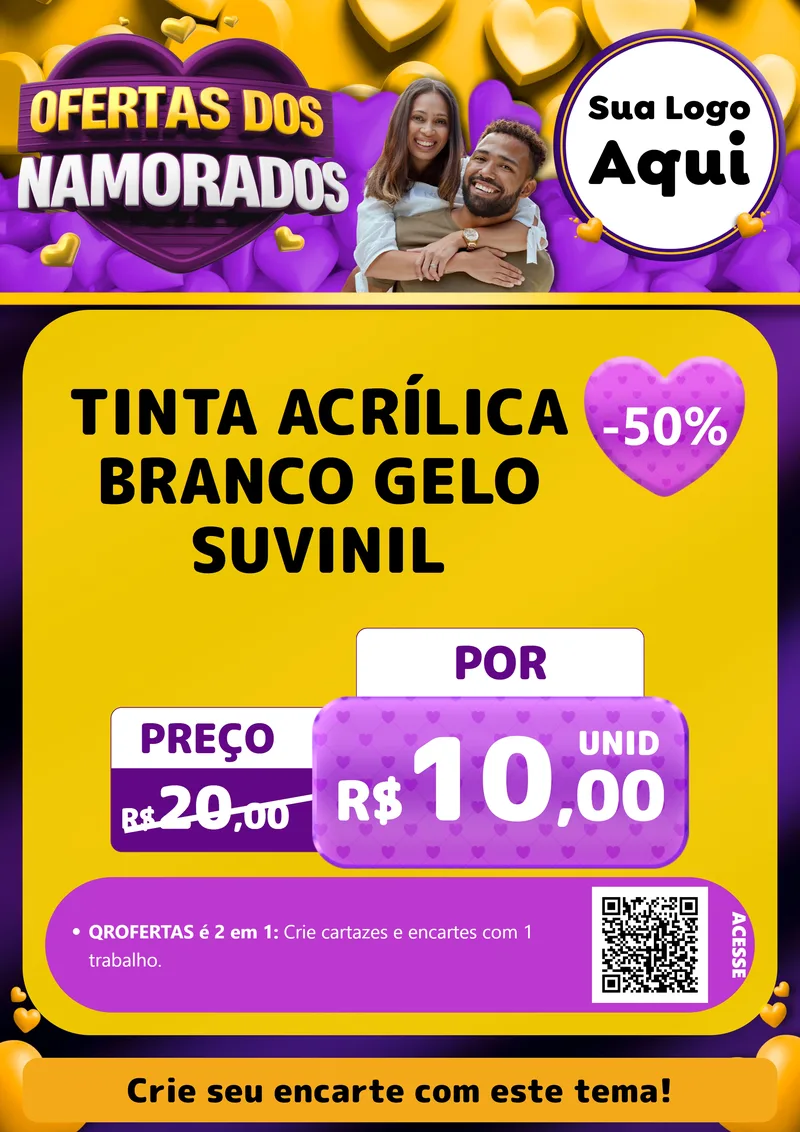Modelo de Cartaz para Cartaz A4 Vertical com o tema Oferta Dos Namorados para Tintas e Ferramentas