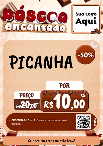 Modelo de Cartaz para Cartaz A4 Vertical com o tema Páscoa Encantada para Açougue