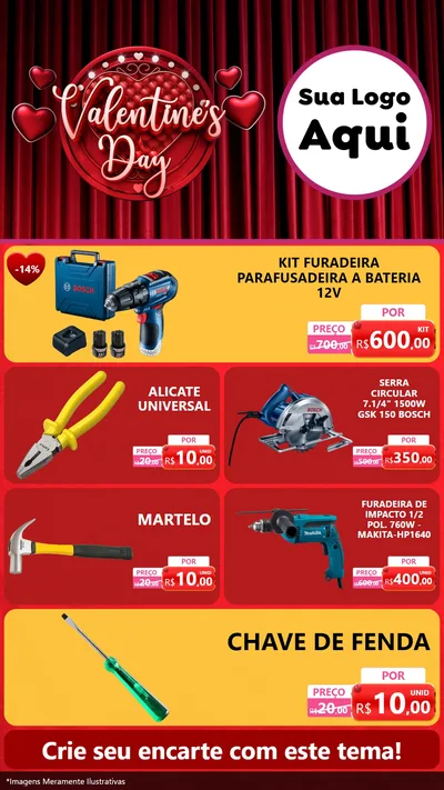 Modelo de TV para TV Vertical com o tema Valentine's Day para Maquinas e Ferramentas