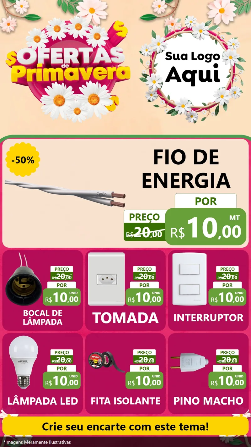 Modelo de Rede Social para Stories com o tema Ofertas de Primavera para Materiais Elétricos