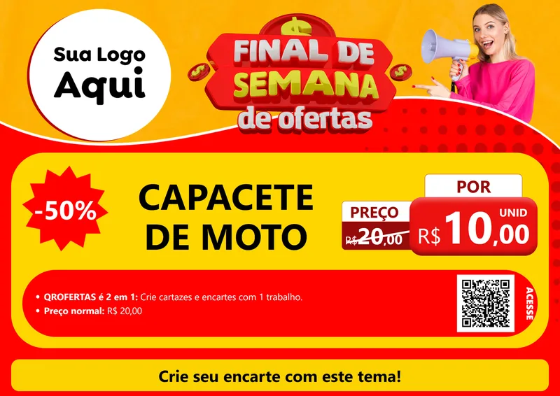 Modelo de Cartaz para Cartaz A4 Horizontal com o tema Final de Semana de Ofertas para Moto peças