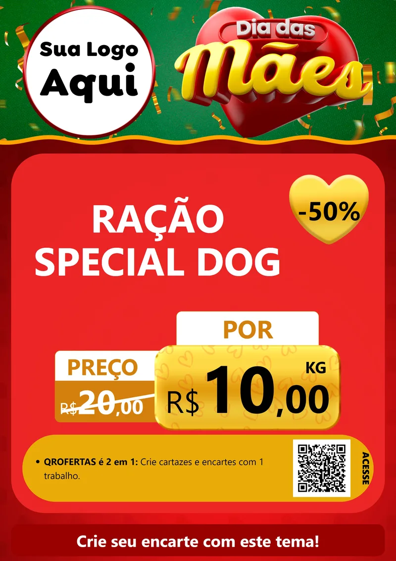 Modelo de Cartaz para Cartaz A4 Vertical com o tema Dia das Mães para Pet Shop