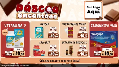 Modelo de TV para TV Horizontal com o tema Páscoa Encantada para Farmácia