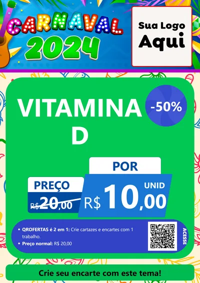 Modelo de Cartaz para Cartaz A4 Vertical com o tema Carnaval 2027 para Farmácia