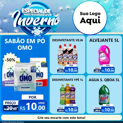 Modelo de Rede Social para Feed Facebook com o tema Especial de Inverno para Produtos de Limpeza
