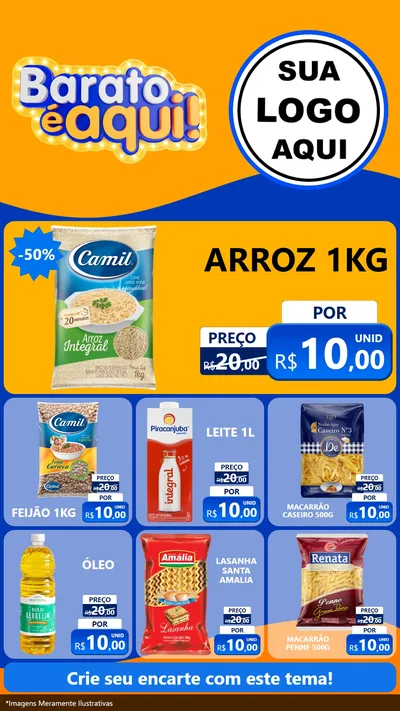 Modelo de Rede Social para Stories com o tema Barato é aqui para Supermercado