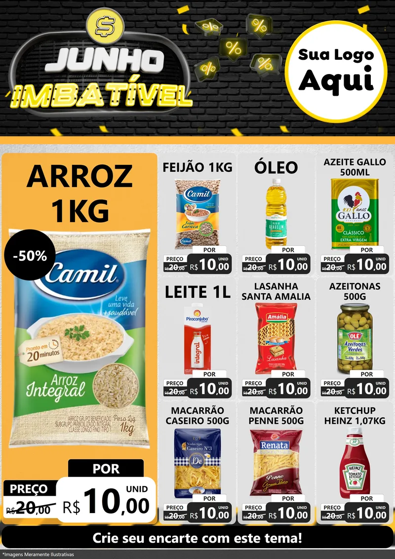 Modelo de Encarte para Encarte A4 Vertical com o tema Junho Imbatível para Supermercado