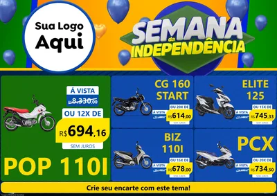 Modelo de Encarte para Encarte A4 Horizontal com o tema Semana da Independência para Concessionaria de Motos
