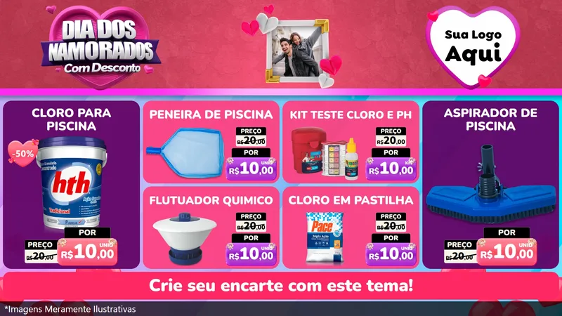 Modelo de TV para TV Horizontal com o tema Dia Dos Namorados Com Desconto para Produtos para Piscina
