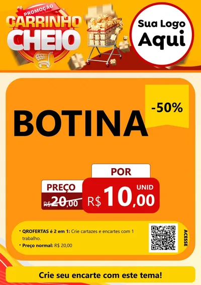 Modelo de Cartaz para Cartaz A4 Vertical com o tema Promoção carrinho cheio para Agropecuária