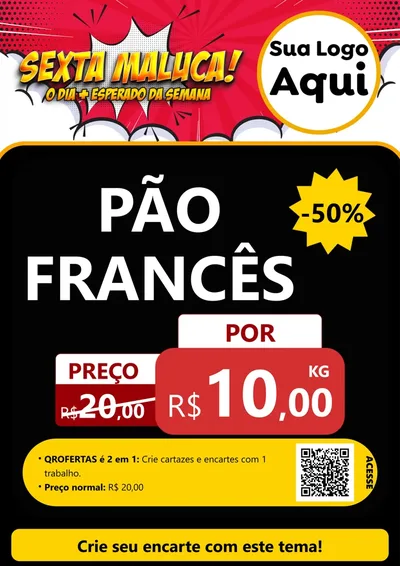 Modelo de Cartaz para Cartaz A4 Vertical com o tema Sexta Maluca! para Padaria