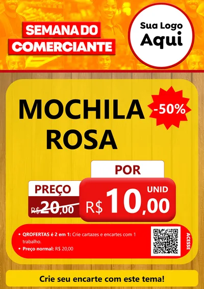 Modelo de Cartaz para Cartaz A4 Vertical com o tema Semana do Comerciante para Papelaria