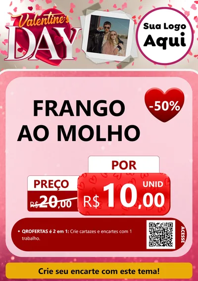 Modelo de Cartaz para Cartaz A4 Vertical com o tema Valentine's Day para Restaurante