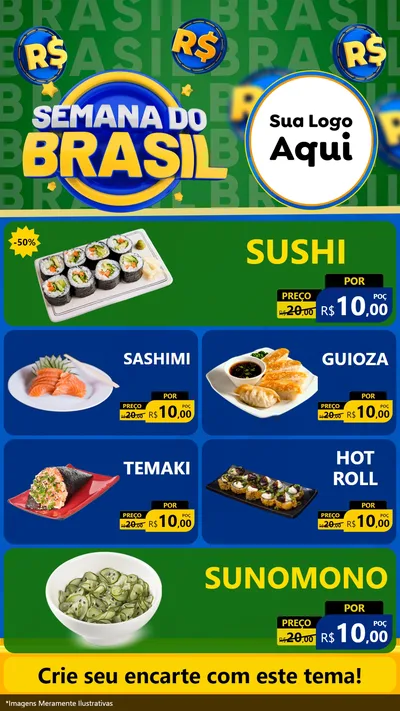 Modelo de TV para TV Vertical com o tema Semana Do Brasil para Comida japonesa
