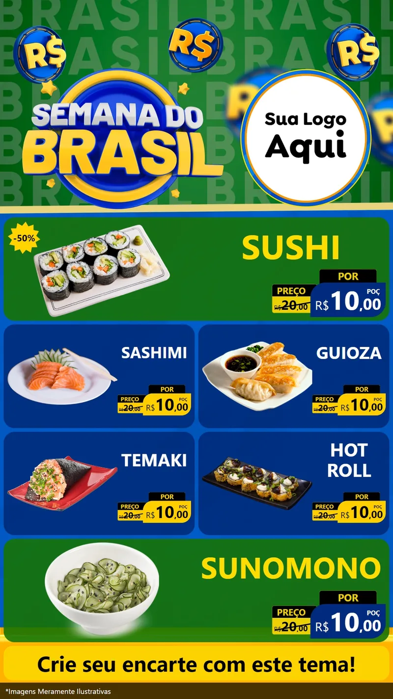 Modelo de TV para TV Vertical com o tema Semana Do Brasil para Comida japonesa