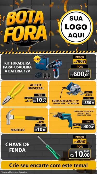 Modelo de TV para TV Vertical com o tema Bota Fora para Maquinas e Ferramentas
