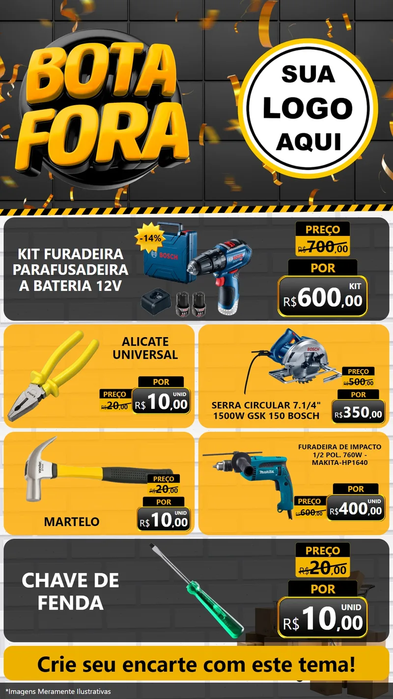Modelo de TV para TV Vertical com o tema Bota Fora para Maquinas e Ferramentas