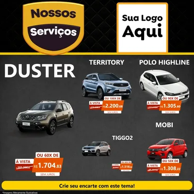 Modelo de Rede Social para Feed Facebook com o tema Nossos Serviços para Concessionaria de Carros