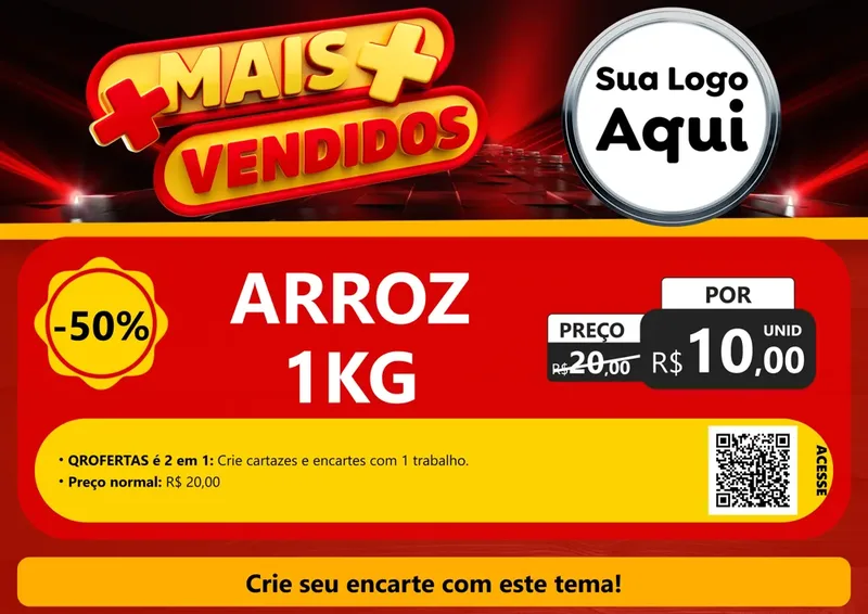 Modelo de Cartaz para Cartaz A4 Horizontal com o tema Mais Vendidos para Supermercado