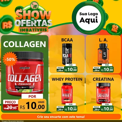 Modelo de Rede Social para Feed Facebook com o tema Show de Ofertas Imbatíveis para Suplementos alimentares