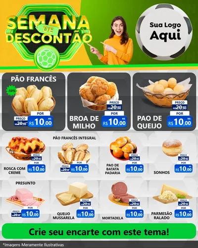 Modelo de Rede Social para Feed Instagram com o tema Semana de Descontão - Copa para Padaria