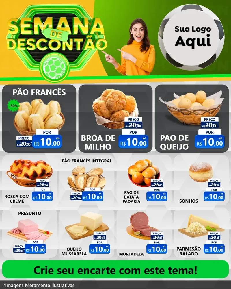 Modelo de Rede Social para Feed Instagram com o tema Semana de Descontão - Copa para Padaria