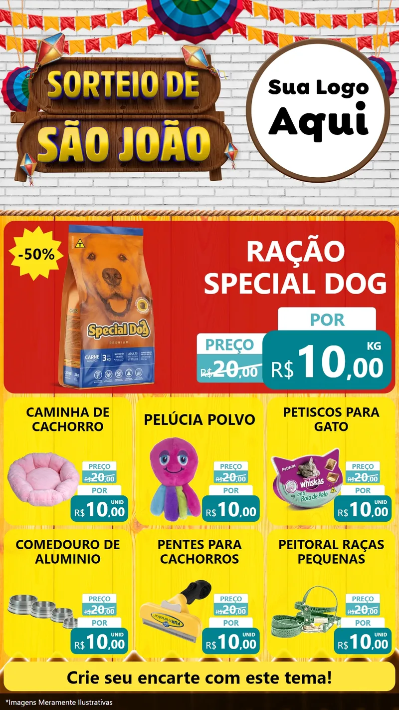 Modelo de Rede Social para Stories com o tema Sorteio de São João para Pet Shop
