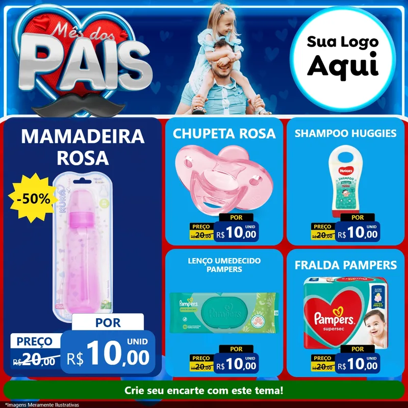 Modelo de Rede Social para Feed Facebook com o tema Mês Dos Pais para Bebês