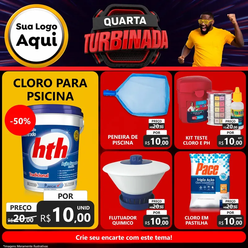 Modelo de Rede Social para Feed Facebook com o tema Quarta Turbinada para Produtos para Piscina