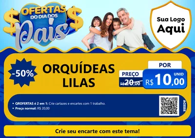 Modelo de Cartaz para Cartaz A4 Horizontal com o tema Ofertas do Dia dos Pais para Floricultura e jardim