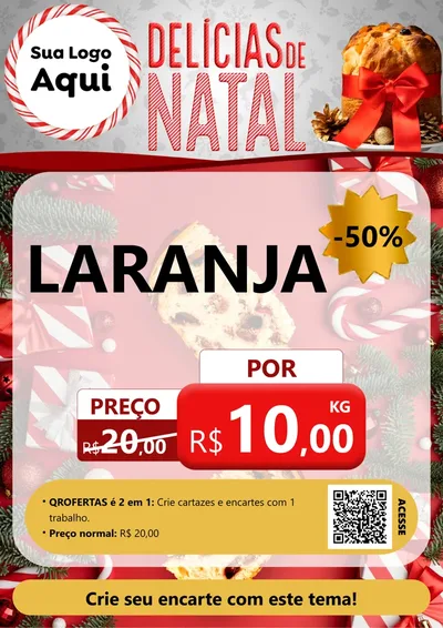 Modelo de Cartaz para Cartaz A4 Vertical com o tema Delícias de Natal para Hortifrúti