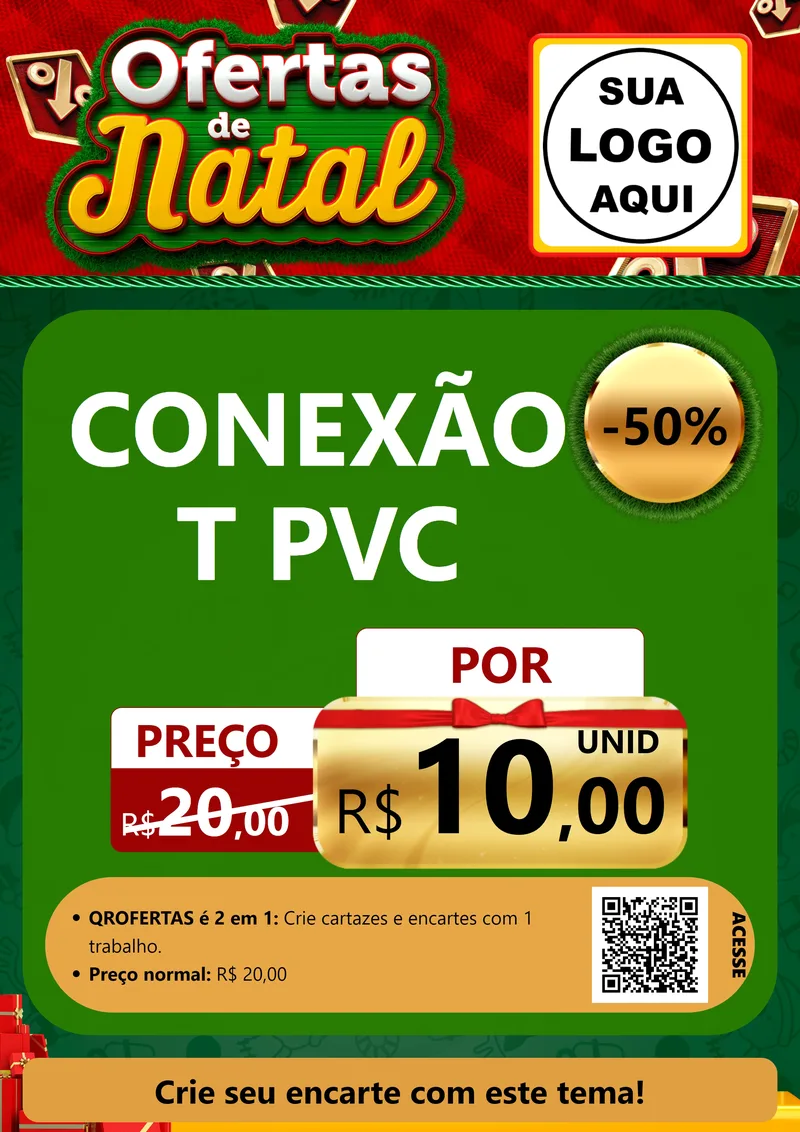 Modelo de Cartaz para Cartaz A4 Vertical com o tema Ofertas de Natal para Tubos e conexões