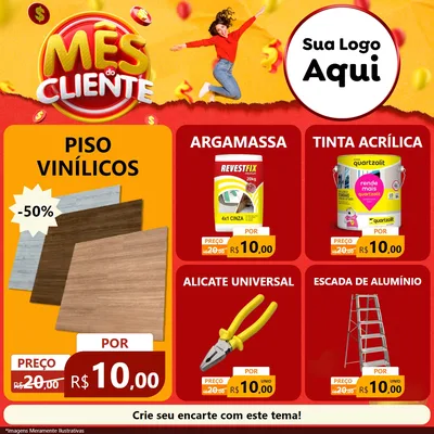 Modelo de Rede Social para Feed Facebook com o tema Mês do Cliente para Material para Construção