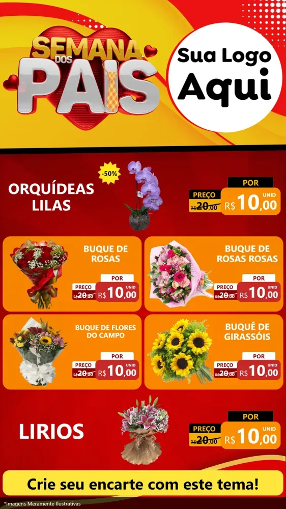 Modelo de TV para TV Vertical com o tema Semana Dos Pais para Floricultura e jardim