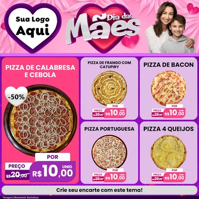 Modelo de Rede Social para Feed Facebook com o tema Dia das Mães para Pizzaria