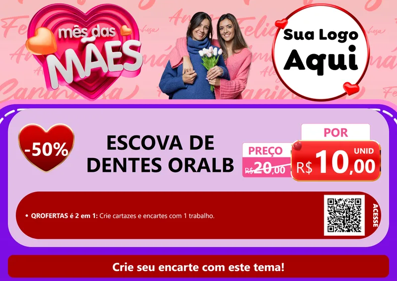 Modelo de Cartaz para Cartaz A4 Horizontal com o tema Mês Das Mães para Higiene Pessoal